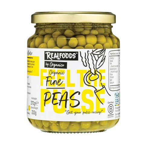 Realfoods Organic Fine Peas in Water 370g (Pack of 3)