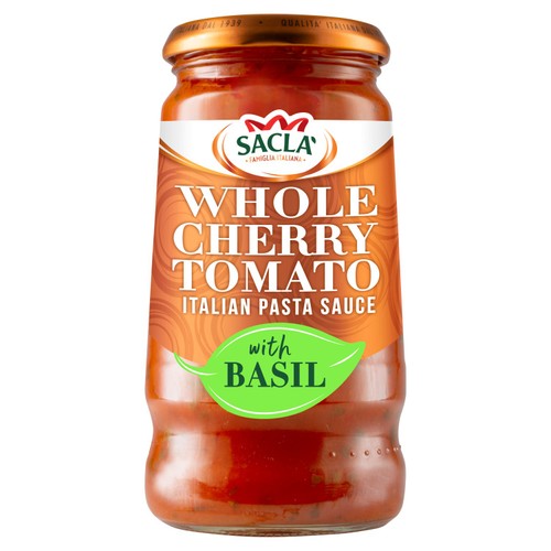 Sacla' Whole Cherry Tomato & Basil Pasta Sauce 350g (Pack of 2)
