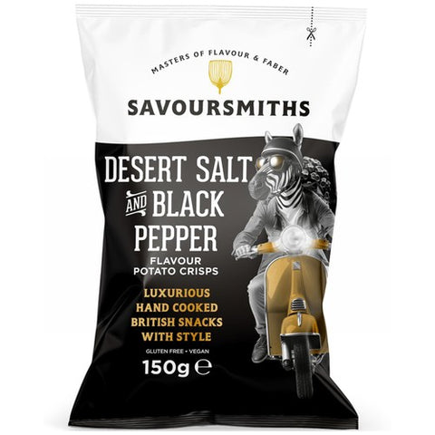 Savoursmiths Desert Salt Black Pepper Luxury English Potato Crisps 150g (Pack 3)