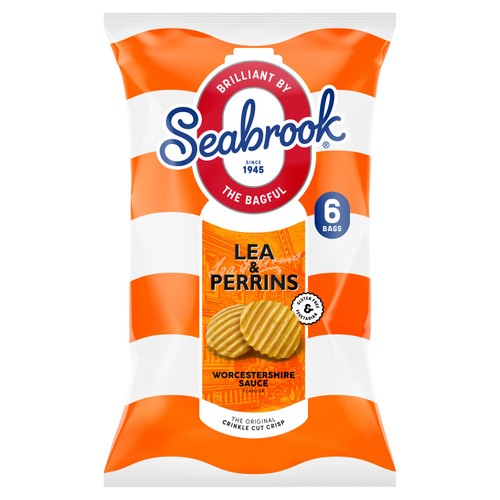 Seabrook Crinkle Cut Lea Perrins Worcestershire Sauce Crisps 6 x 100g (Pack 3)