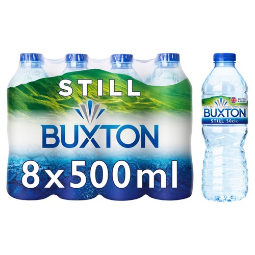 Buxton Still Natural Mineral Water 8 x 500ml, British Import (Pack of 2)