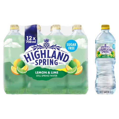 Highland Spring Lemon & Lime Flavoured Still Water 12 x 750ml, British Import (Pack of 2)