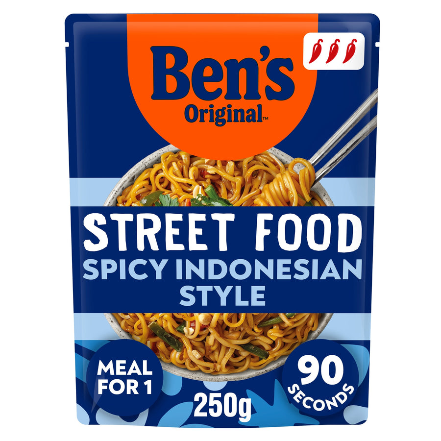 Bens Original Street Food Indonesian Spicy Microwave Instant Noodles Ready Meal 250g