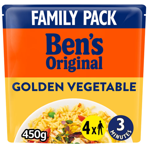 Bens Original Golden Vegetable Microwave Rice Family Pack 450g