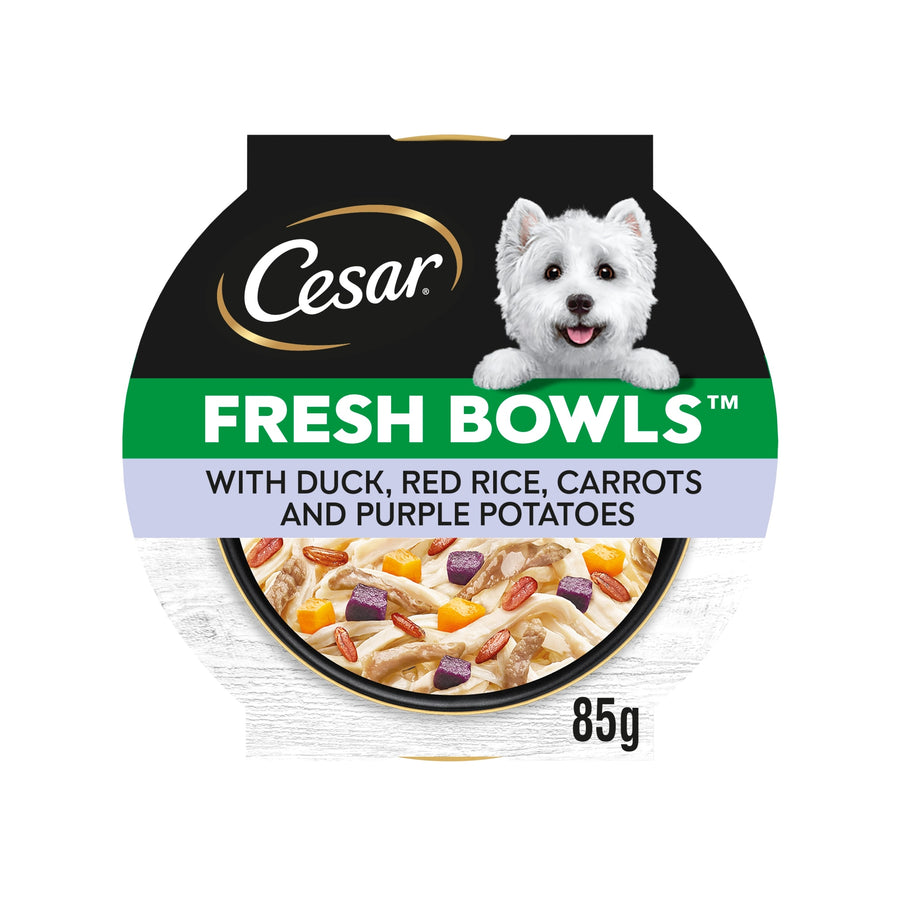 CESAR Dog Food Fresh bowls with Duck Red Rice Carrots and Purple Potatoes 85g
