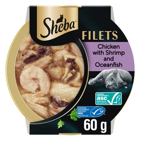 Sheba Fillets Cat Food Chicken with Shrimp and Ocean fish 60g