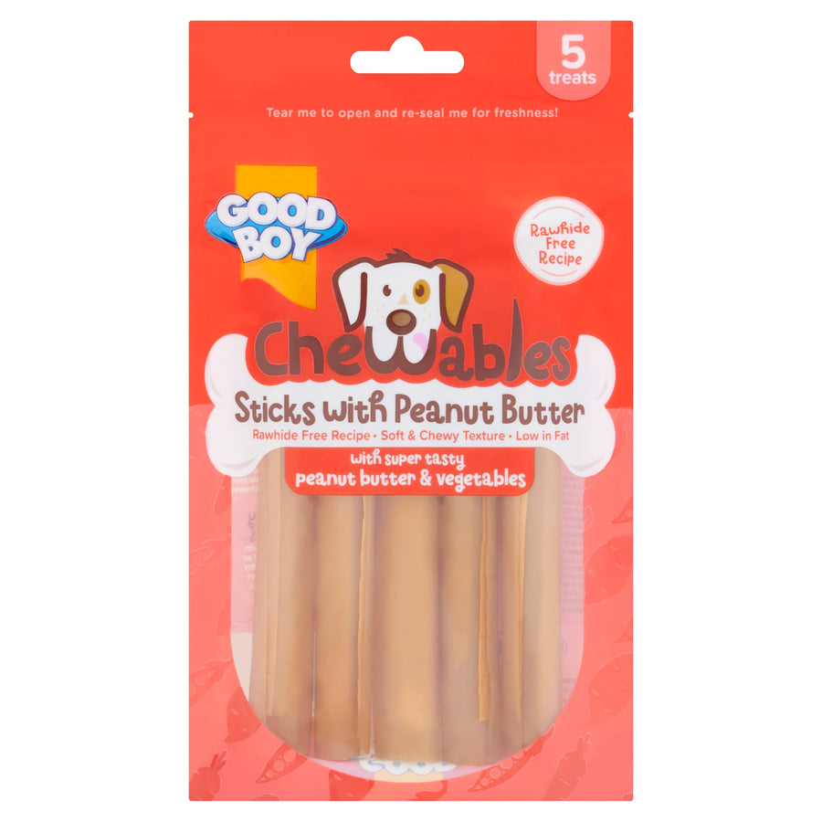 Good Boy Chewables Dog Treats 5 Peanut Butter Sticks 100g