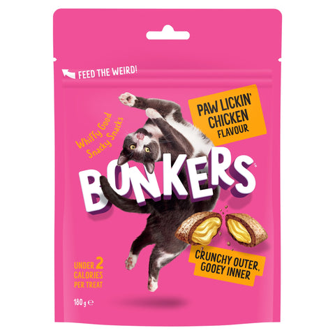 Bonkers Cat Treats - Paw Lickin' Chicken Flavour 180g