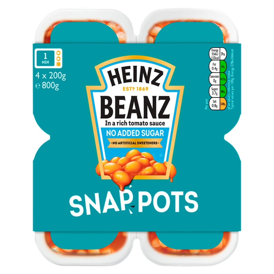 Heinz No Added Sugar Beanz Snap Pots 4 x 200g