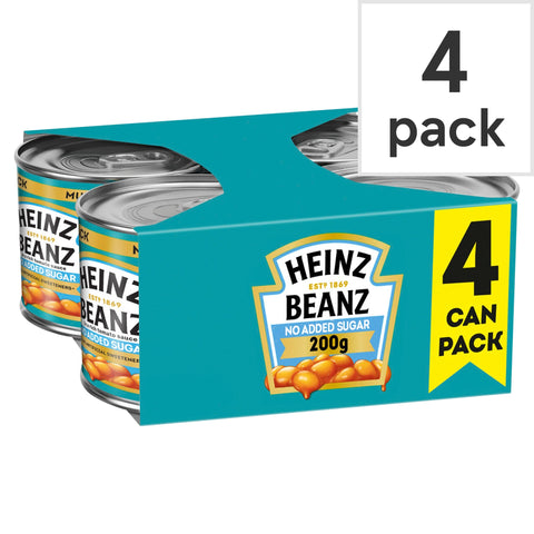 Heinz No Added Sugar Baked Beans in Tomato Sauce 4 x 200g