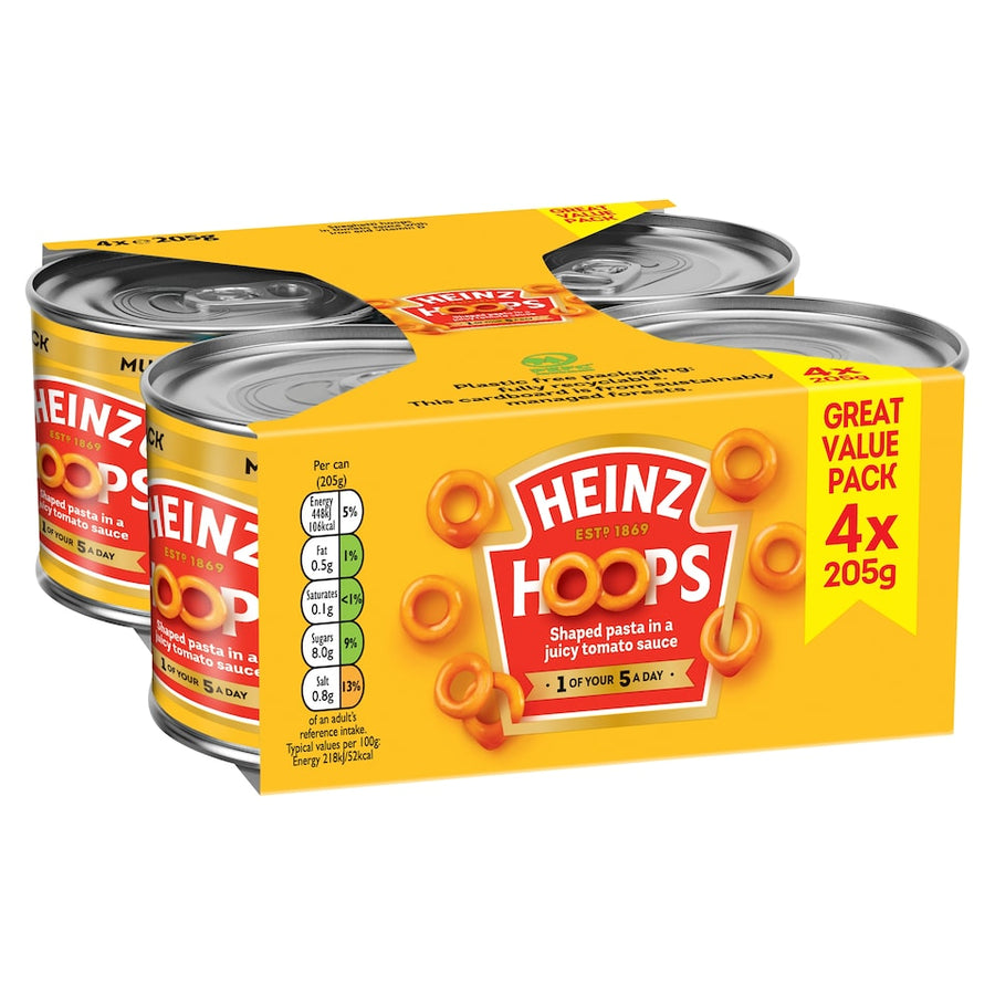 Heinz Spaghetti Hoops in Tomato Sauce 4 x 205g