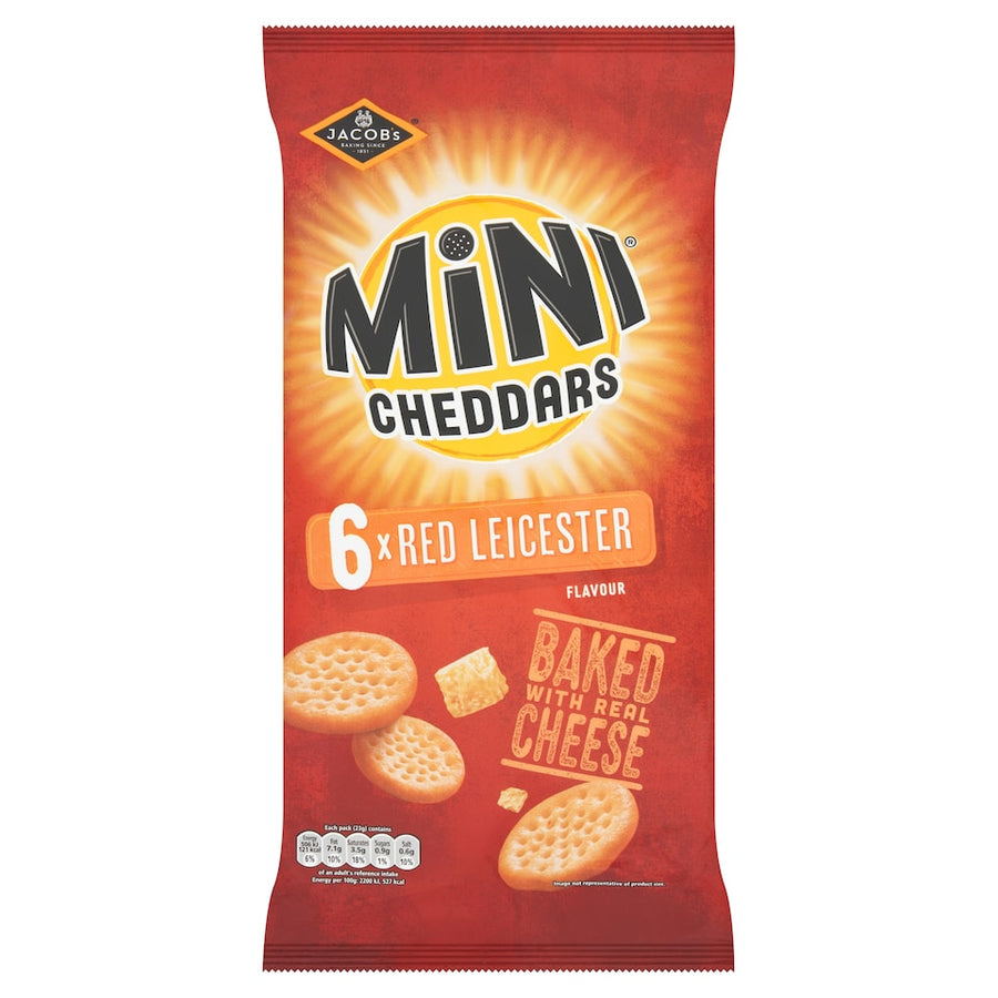 Jacob's Mini Cheddars Multipack Snacks - Red Leicester 6x23g