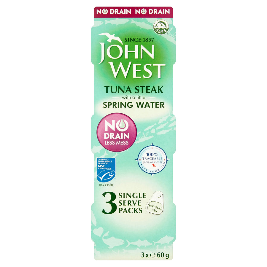 John West No Drain Tuna Steak In Spring Water 3X60g