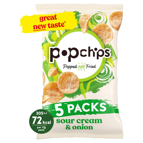 Popchips Sour Cream & Onion Multipack Crisps 5x17g