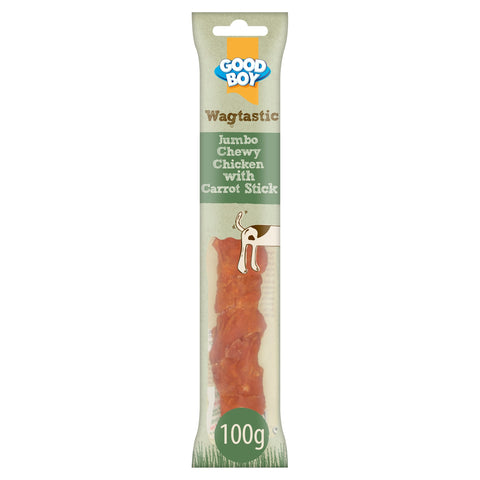 Good Boy Wagtastic Dog Treats Jumbo Chicken Carrot Stick 100g