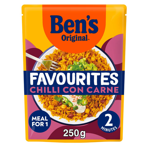 Bens Original Favourites Chilli con Carne Minced Beef and Vegetable Microwave Instant Meal 250g
