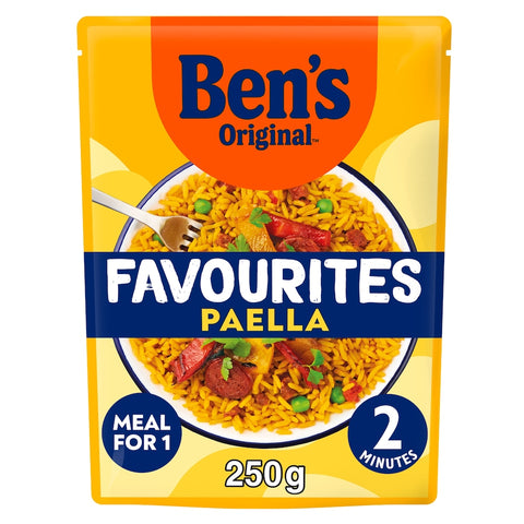 Bens Original Favourites Paella Chorizo and Vegetable Microwave Rice Instant Meal 250g