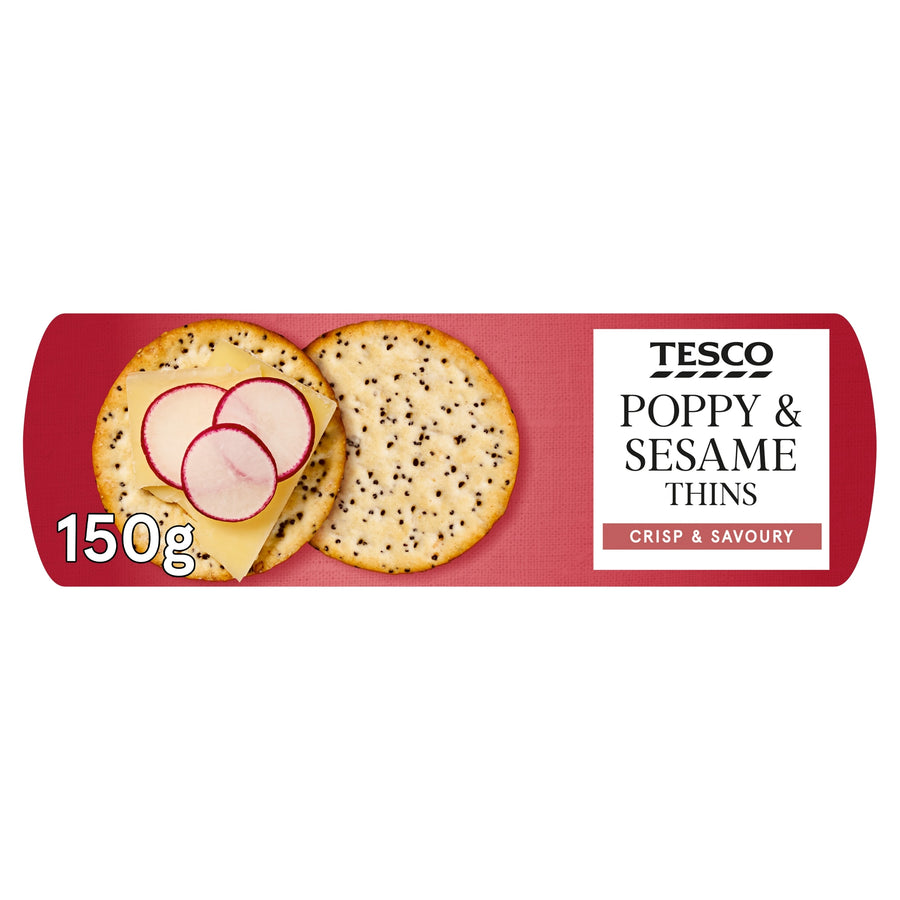 Tesco Poppy & Sesame Thins 150g