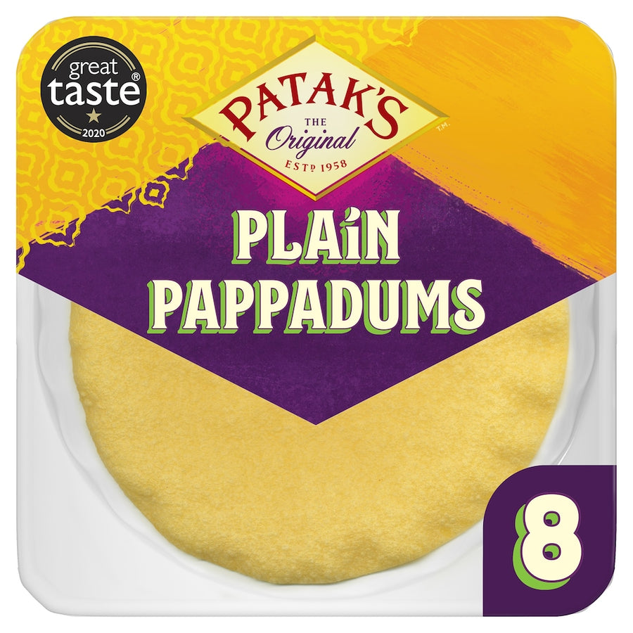 Pataks Ready To Eat Plain Pappadums 8 Pack