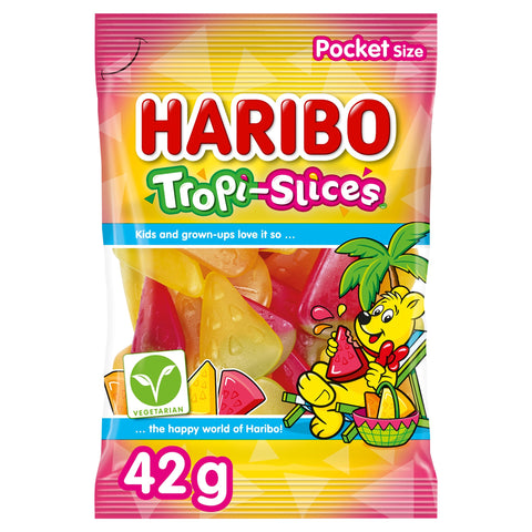 Haribo Vegetarian Tropi-Slices Pocket Size Bag 42g