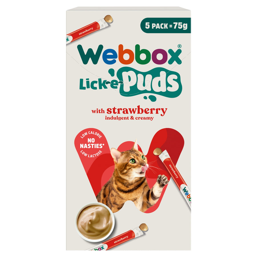 Webbox Lick-e-Puds Cat Treats - Strawberry 5 Pack 75g