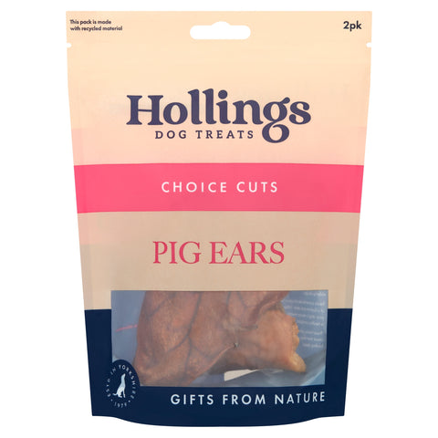Hollings Pig Ears Natural Dog Treats 2pk