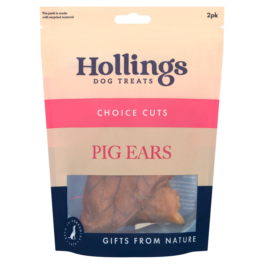 Hollings Pig Ears Natural Dog Treats 2pk