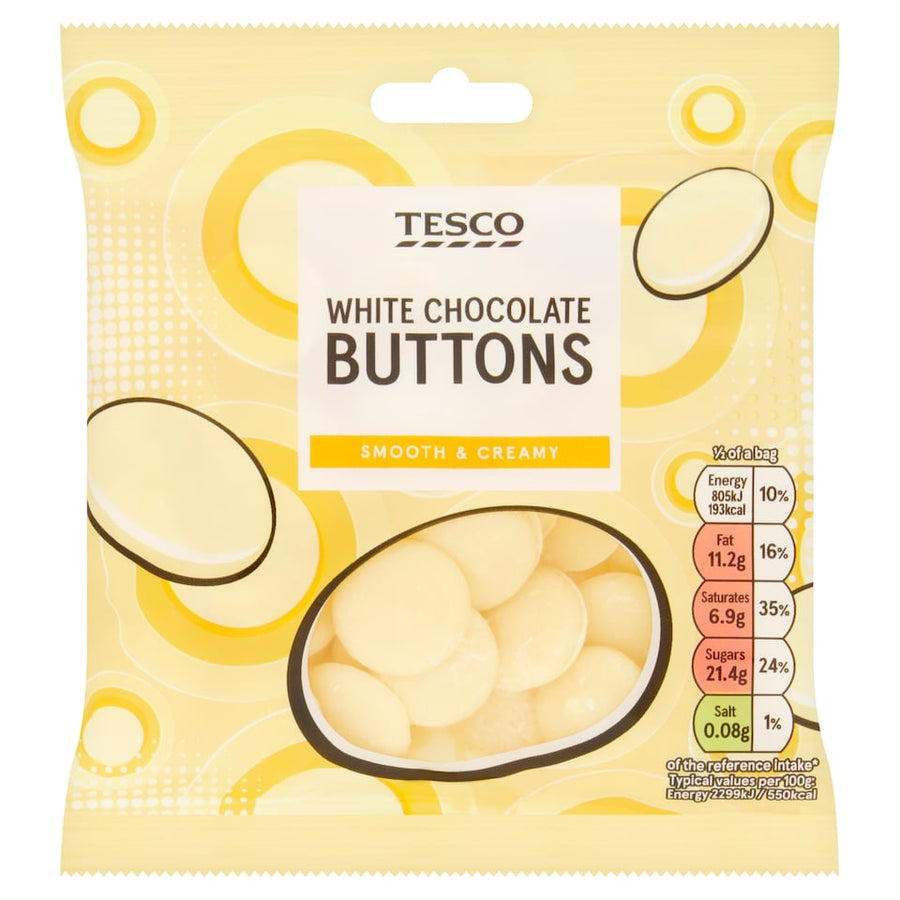 Tesco White Chocolate Buttons 70G