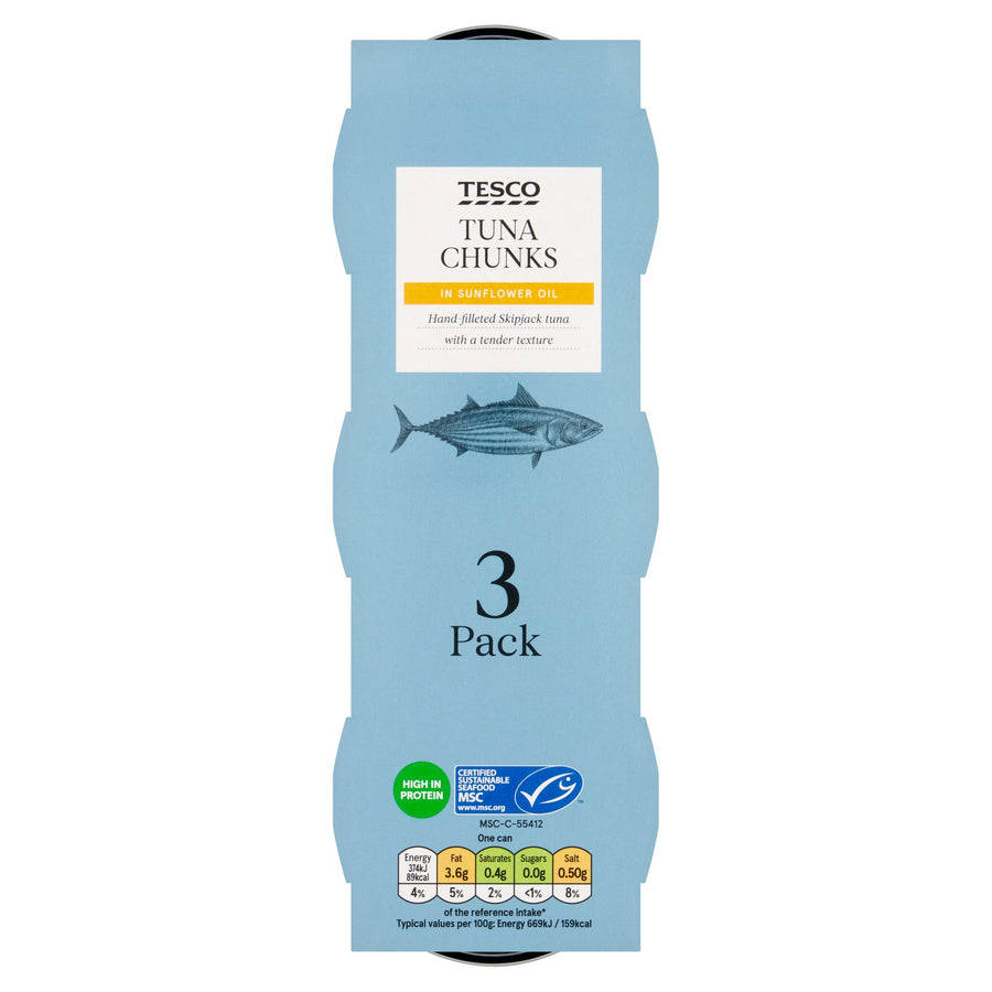 Tesco Tuna Chunks In Oil 3 X 80G