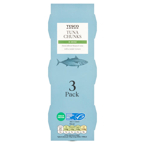 Tesco Tuna Chunks In Brine 3X80g
