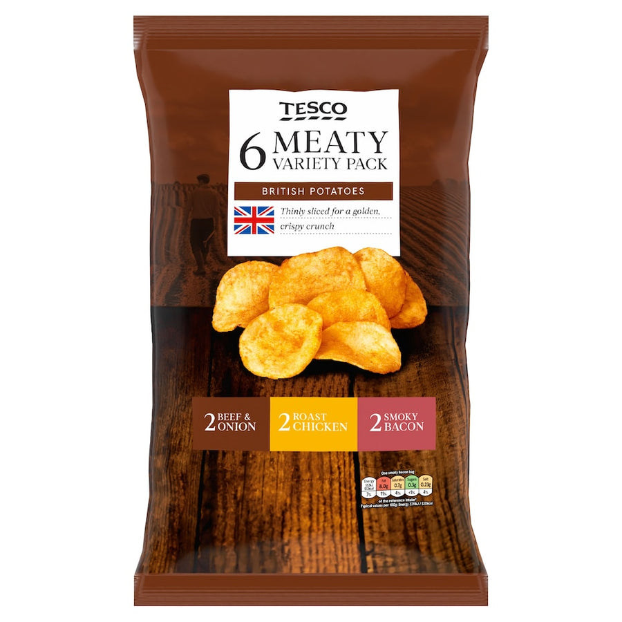 Tesco Meaty Variety Crisps 6X25g