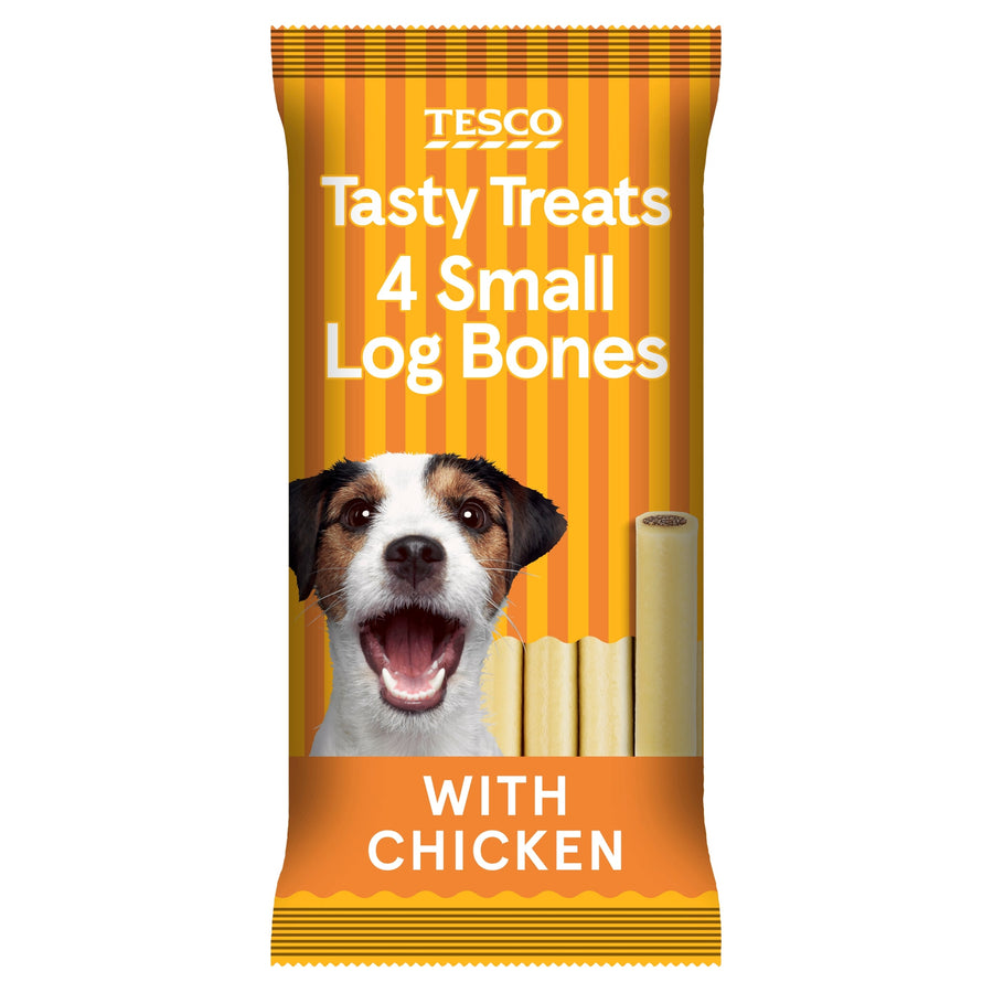 Tesco Tasty Treats 4 Small Log Bones With Chicken 180G