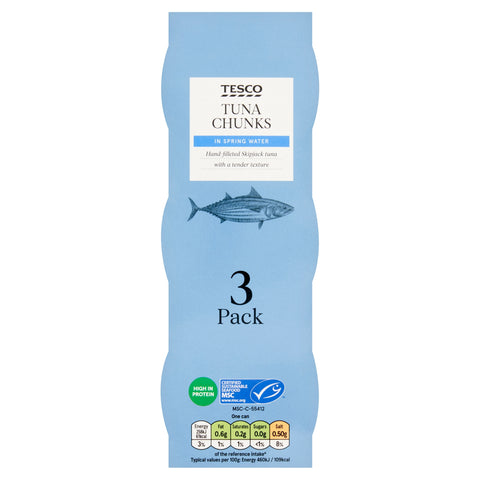 Tesco Tuna Chunks In Spring Water 3X80g