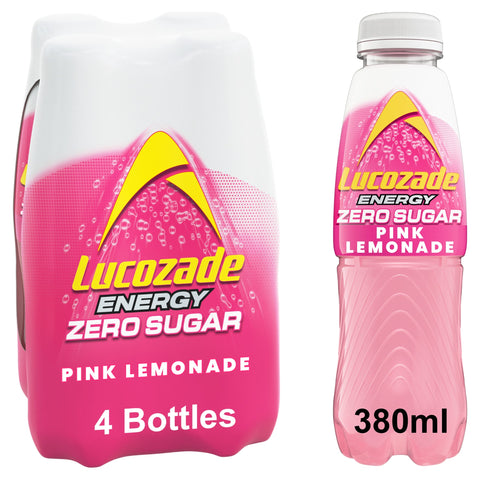 Lucozade Zero Pink Lemonade 4 X 380Ml