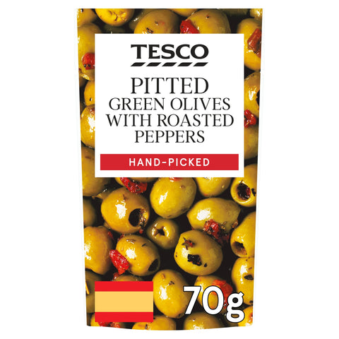Tesco Pitted Green Olives With Red Peppers