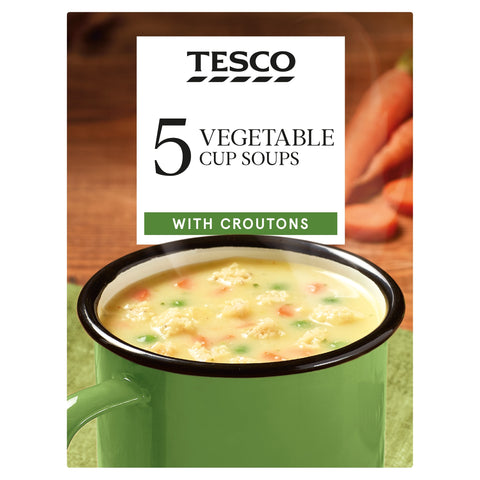 Tesco Vegetable Cup Soups With Croutons 5 Pack 115g