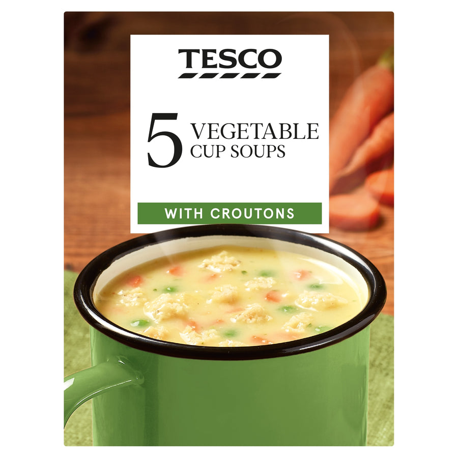 Tesco Vegetable Cup Soups With Croutons 5 Pack 115g