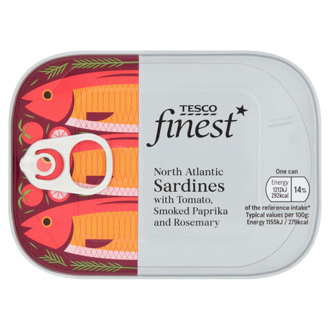 Tesco Finest Sardines In Paprika & Tomato Sauce 105G