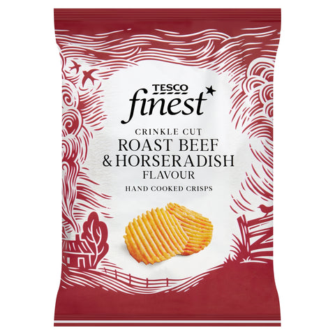 Tesco Finest Crinkle Cut Roast Beef & Horseradish Flavour Hand Cooked Crisps 150g