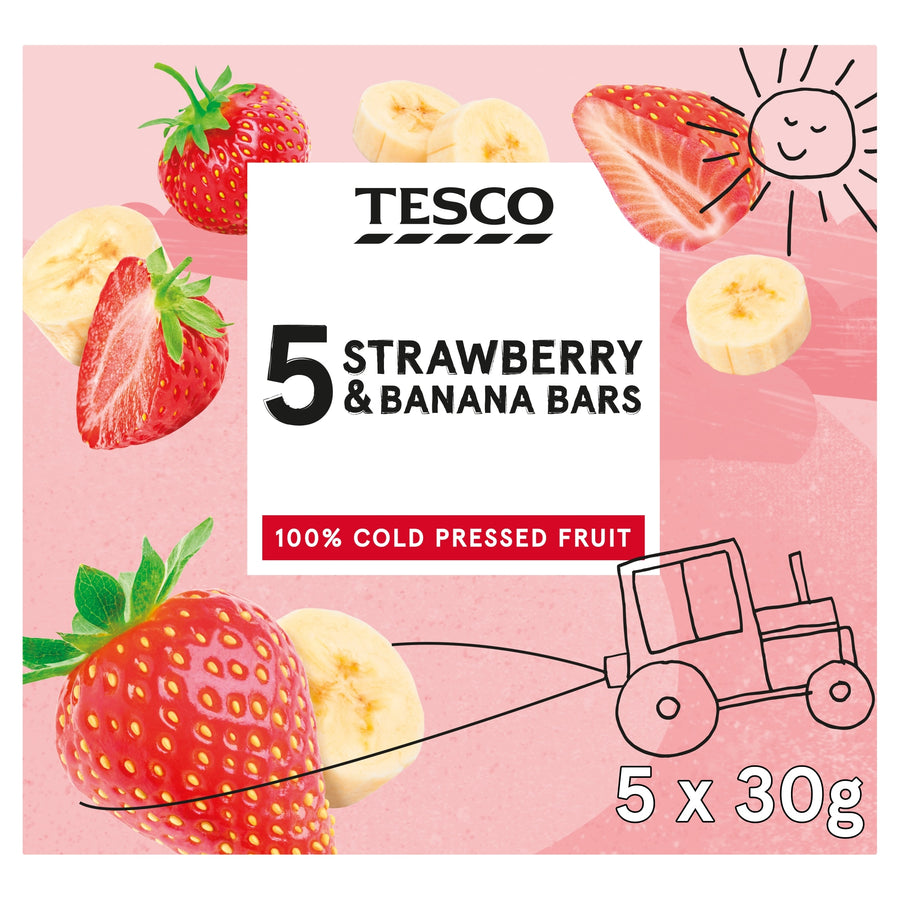 Tesco Strawberry & Banana Bars 5 x 30g