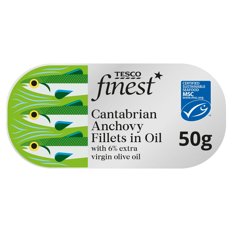Tesco Finest Cantabrian Anchovy Fillets in Extra Virgin Olive Oil 50g