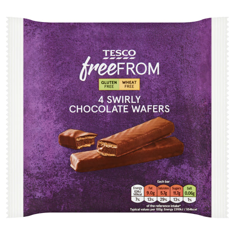 Tesco Free From Swirly Chocolate Wafers 4 Pack 27g