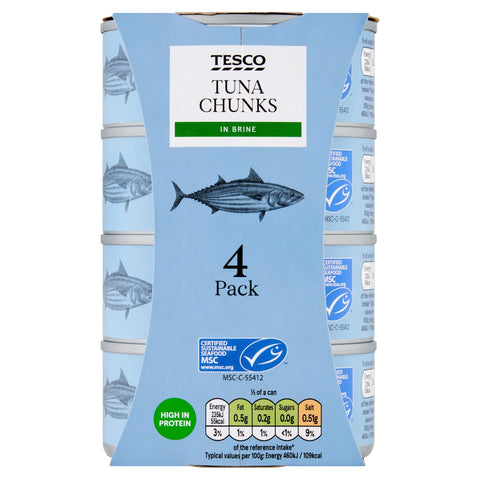 Tesco Tuna Chunks In Brine 4 X 145G