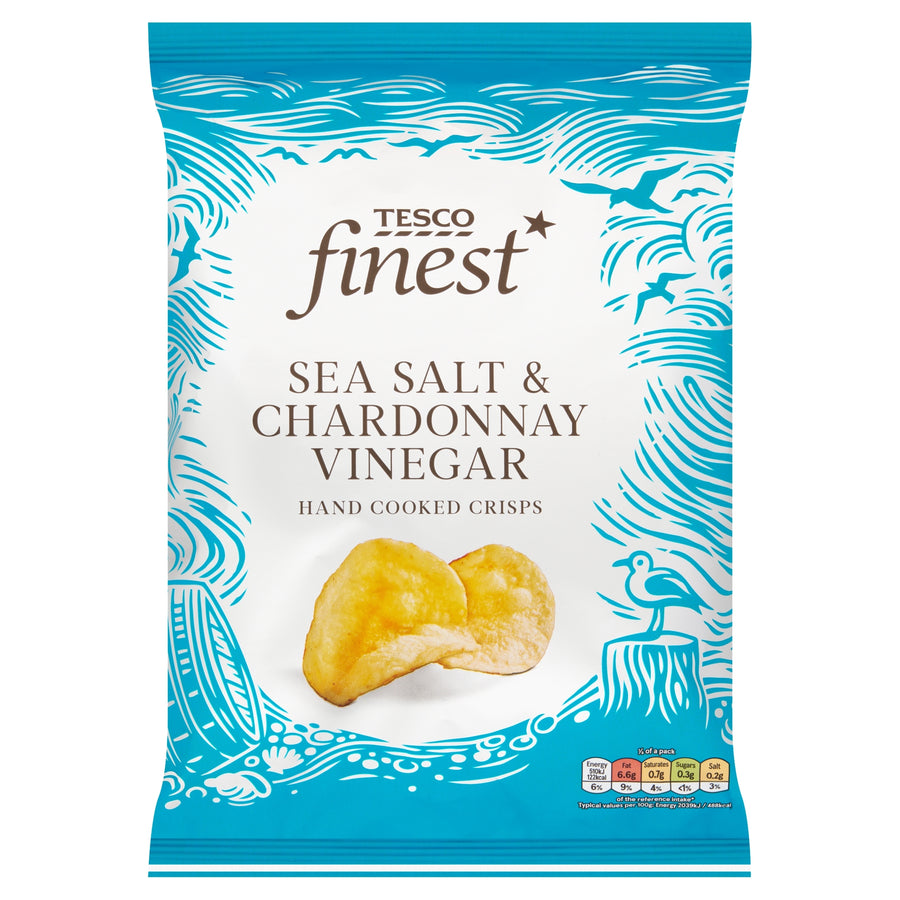 Tesco Finest Hand Cooked Crisps - Sea Salt & Chardonnay Vinegar 150g