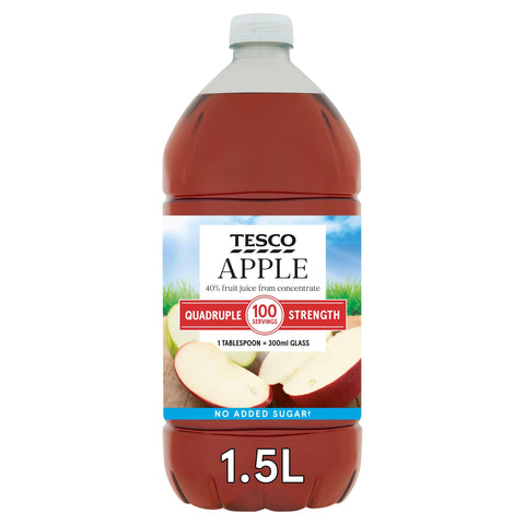Tesco Quadruple Strength Apple Squash No Added Sugar 1.5L