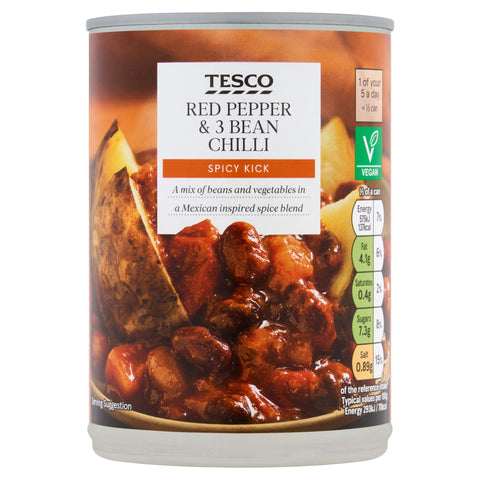 Tesco Red Pepper & 3 Bean Chilli 392G