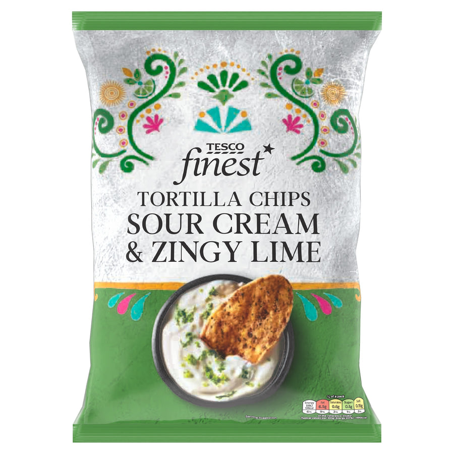 Tesco Finest Tortilla Chips - Sour Cream & Zingy Lime 150g