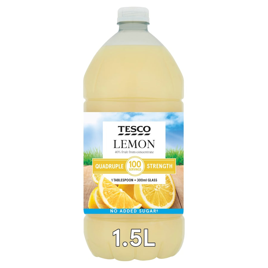 Tesco Quadruple Strength Lemon Squash No Added Sugar 1.5L