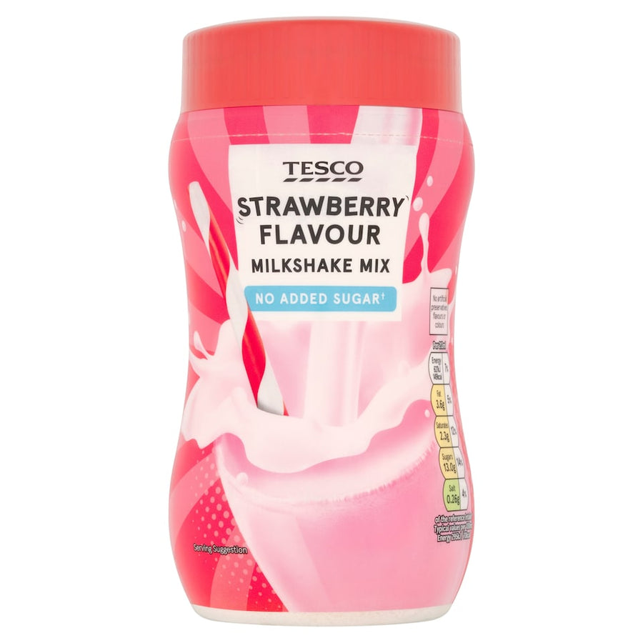 Tesco No Added Sugar Strawberry Flavoured Milkshake Mix 300G