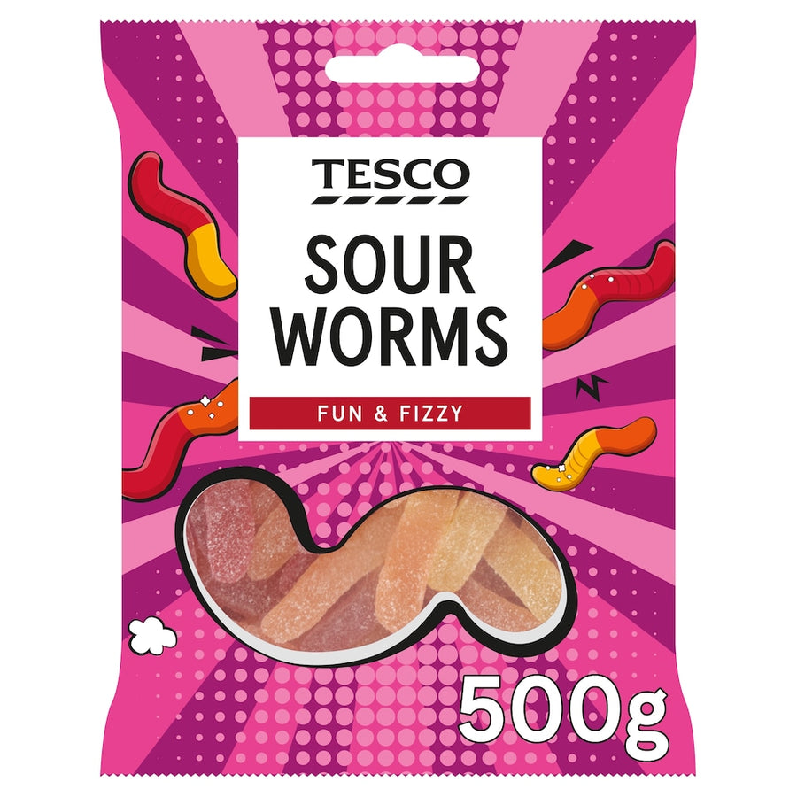 Tesco Neon Worms Jelly Sweets 500g